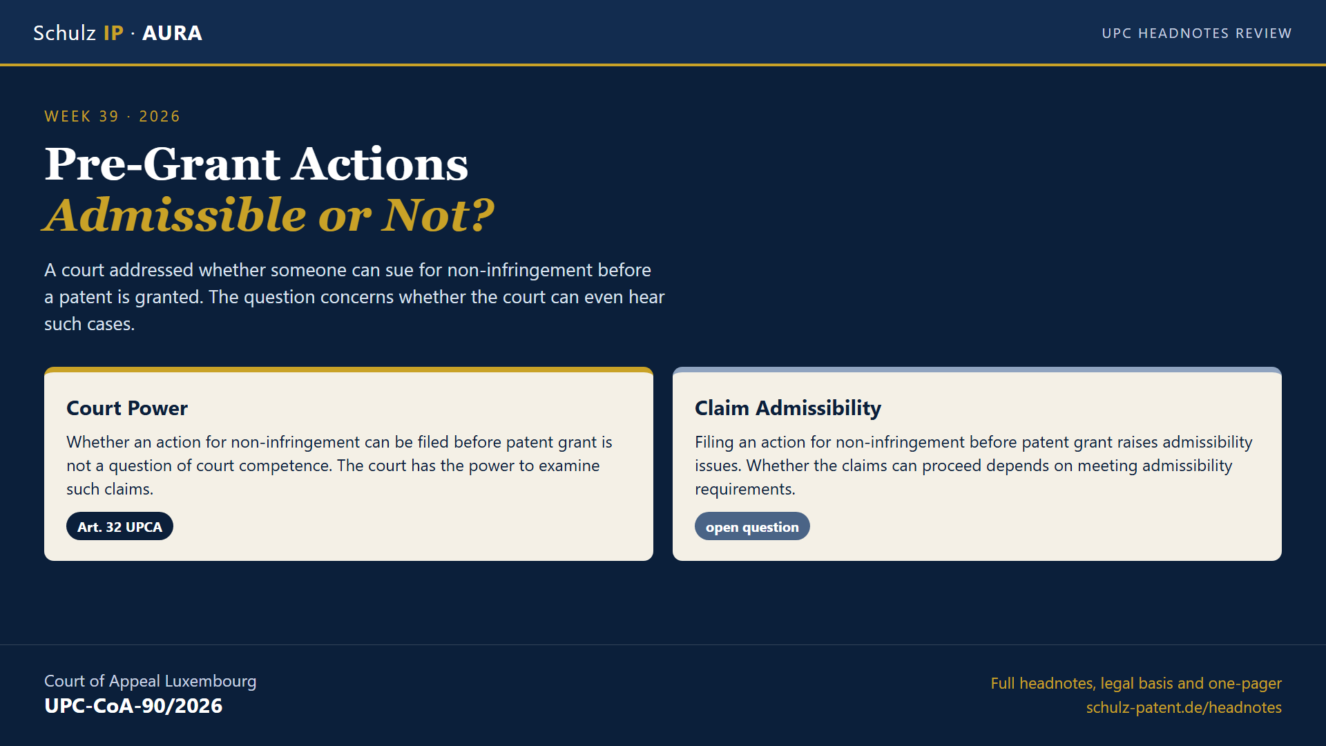 Declaration of Non-Infringement Before Grant